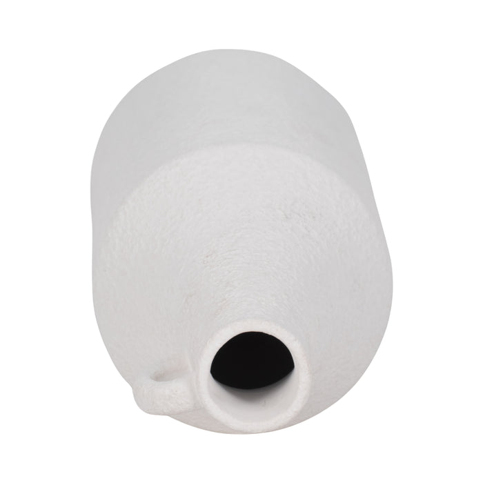 Vase en forme de bouteille de 12 po en dolomite à texture rugueuse - blanc