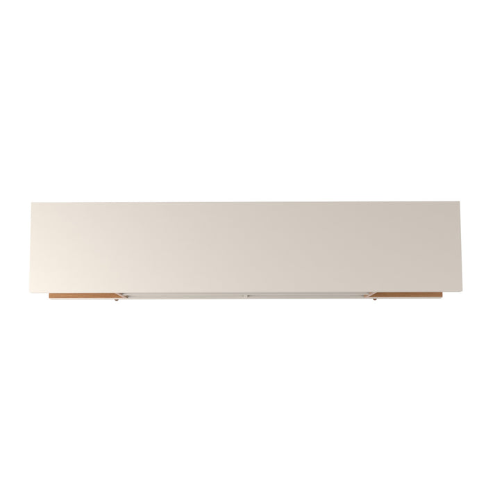 Meuble pour téléviseur Utopia de Manhattan Comfort de 70,47 po avec pattes évasées en bois et 4 tablettes - blanc cassé et crème d'érable