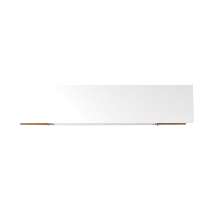 Meuble pour téléviseur Utopia de Manhattan Comfort de 70,47 po avec pattes évasées en bois et 4 tablettes - blanc lustré et crème d'érable