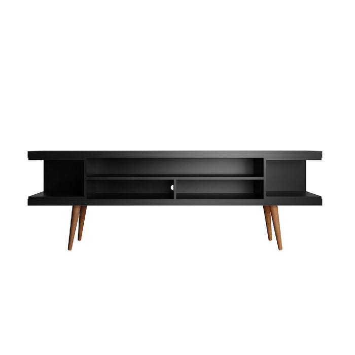 Meuble pour téléviseur Utopia de Manhattan Comfort de 70,47 po avec pattes évasées en bois et 4 tablettes - noir