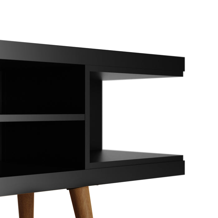 Meuble pour téléviseur Utopia de Manhattan Comfort de 70,47 po avec pattes évasées en bois et 4 tablettes - noir
