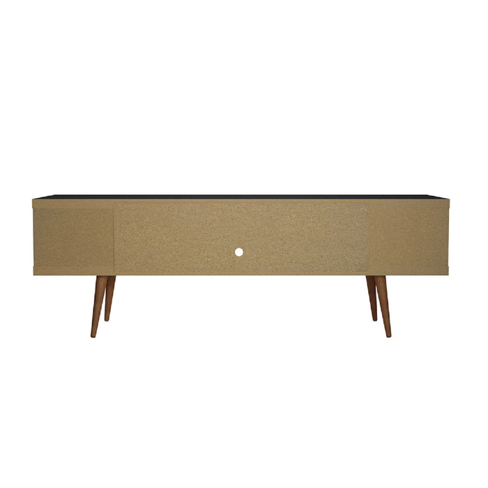 Meuble pour téléviseur Utopia de Manhattan Comfort de 70,47 po avec pattes évasées en bois et 4 tablettes - noir