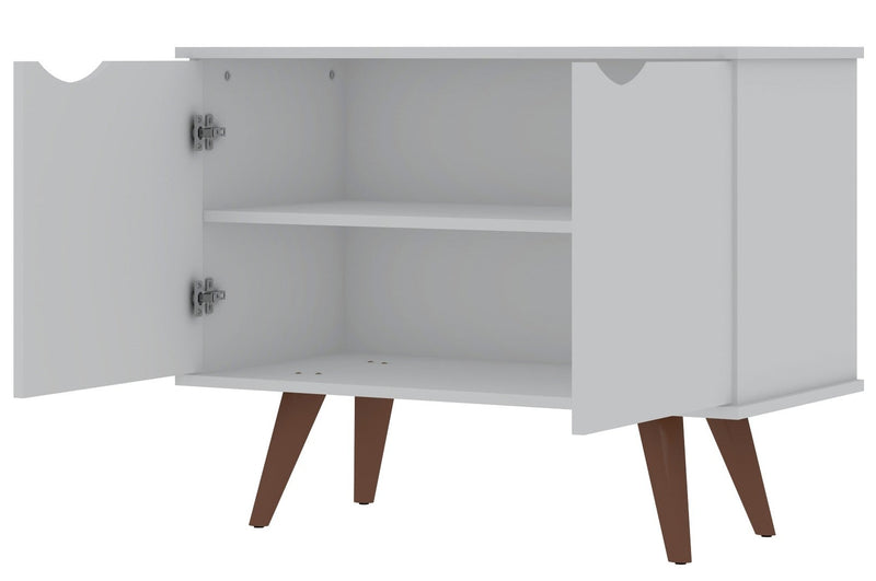Armoire décorative Hampton de Manhattan Comfort avec 2 tablettes et pattes en bois massif - blanche