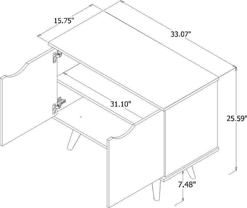Armoire décorative Hampton de Manhattan Comfort avec 2 tablettes et pattes en bois massif - blanc cassé et crème d’érable