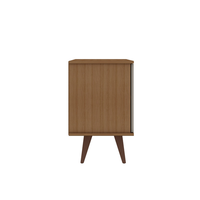 Armoire décorative Hampton de Manhattan Comfort avec 2 tablettes et pattes en bois massif - blanc cassé et crème d’érable