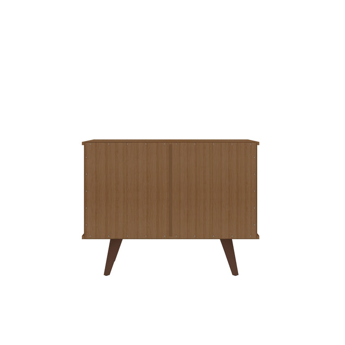Armoire décorative Hampton de Manhattan Comfort avec 2 tablettes et pattes en bois massif - blanc cassé et crème d’érable