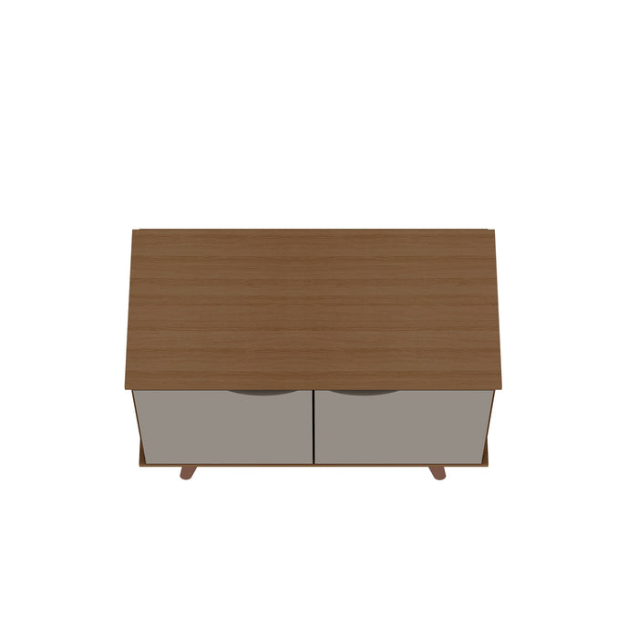 Armoire décorative Hampton de Manhattan Comfort avec 2 tablettes et pattes en bois massif - blanc cassé et crème d’érable