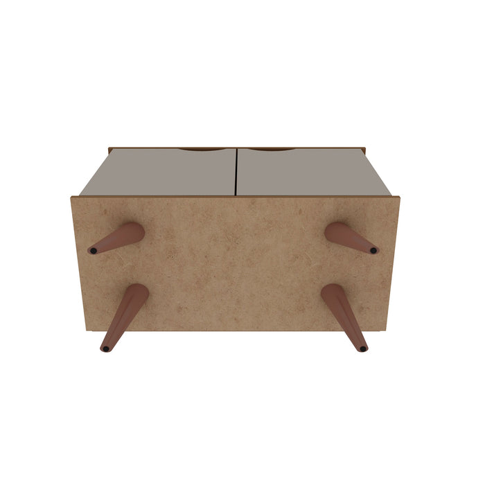 Armoire décorative Hampton de Manhattan Comfort avec 2 tablettes et pattes en bois massif - blanc cassé et crème d’érable