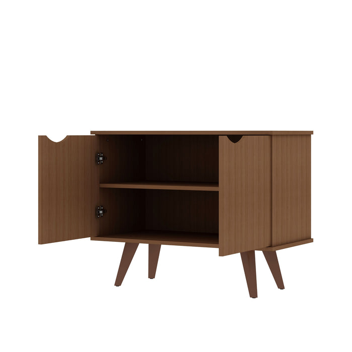 Armoire décorative Hampton de Manhattan Comfort avec 2 tablettes et pattes en bois massif - crème d’érable