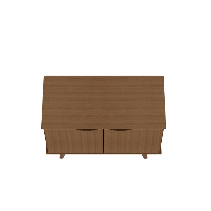 Armoire décorative Hampton de Manhattan Comfort avec 2 tablettes et pattes en bois massif - crème d’érable