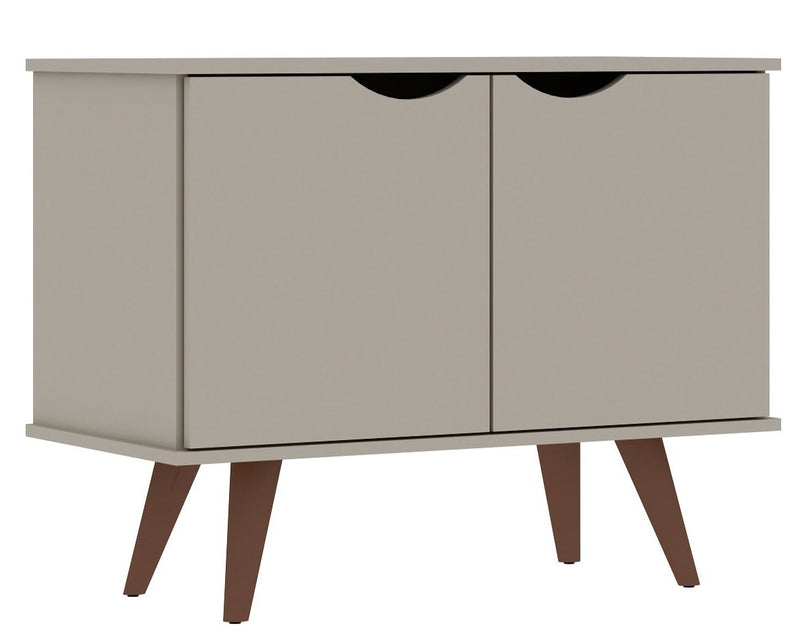 Armoire décorative Hampton de Manhattan Comfort avec 2 tablettes et pattes en bois massif - blanc cassé