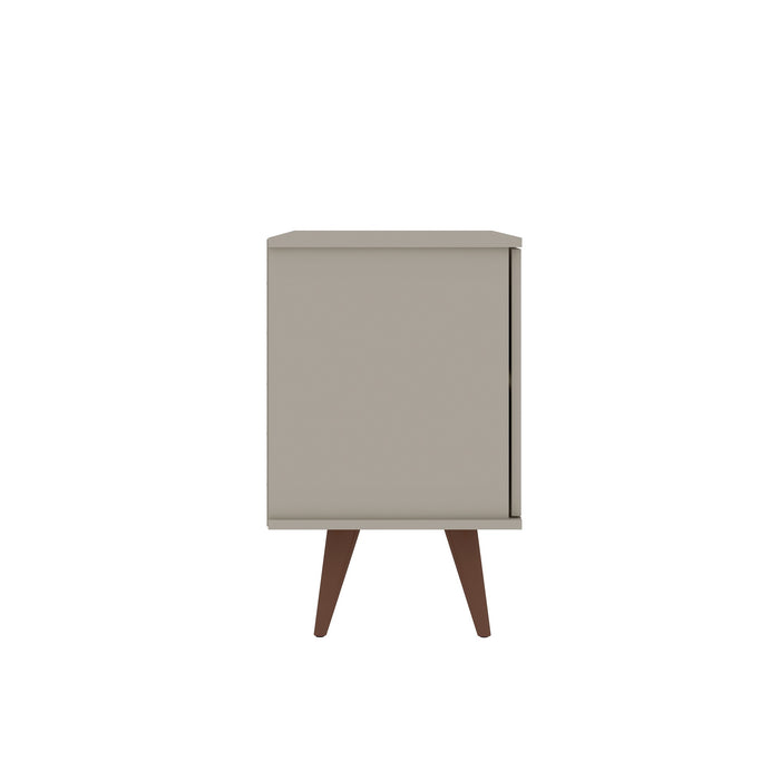 Armoire décorative Hampton de Manhattan Comfort avec 2 tablettes et pattes en bois massif - blanc cassé