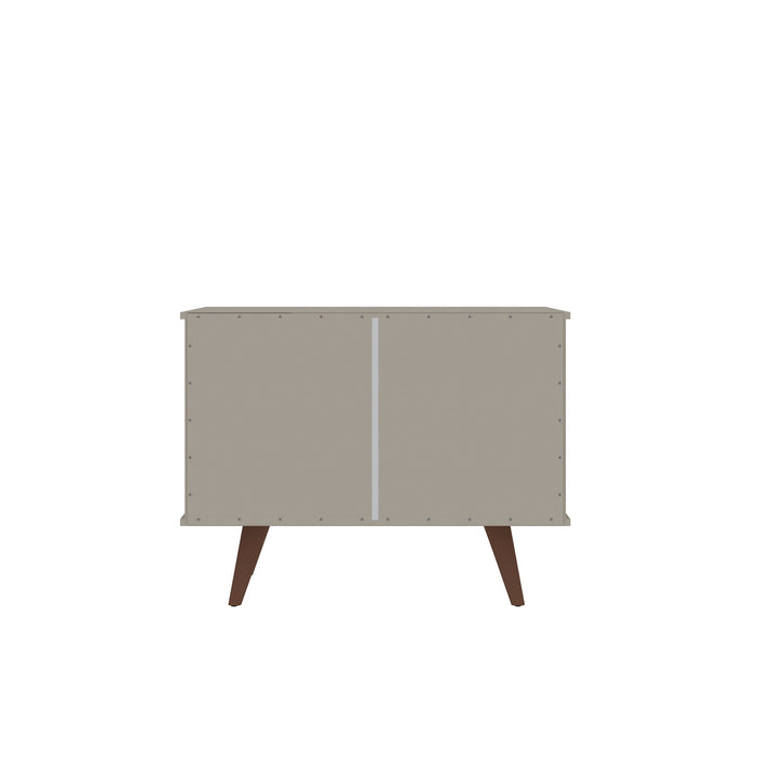 Armoire décorative Hampton de Manhattan Comfort avec 2 tablettes et pattes en bois massif - blanc cassé