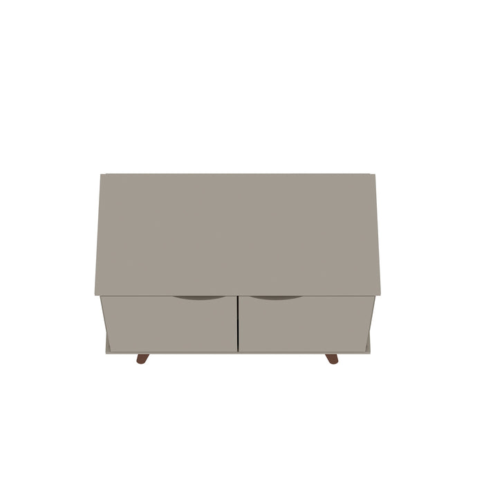 Armoire décorative Hampton de Manhattan Comfort avec 2 tablettes et pattes en bois massif - blanc cassé