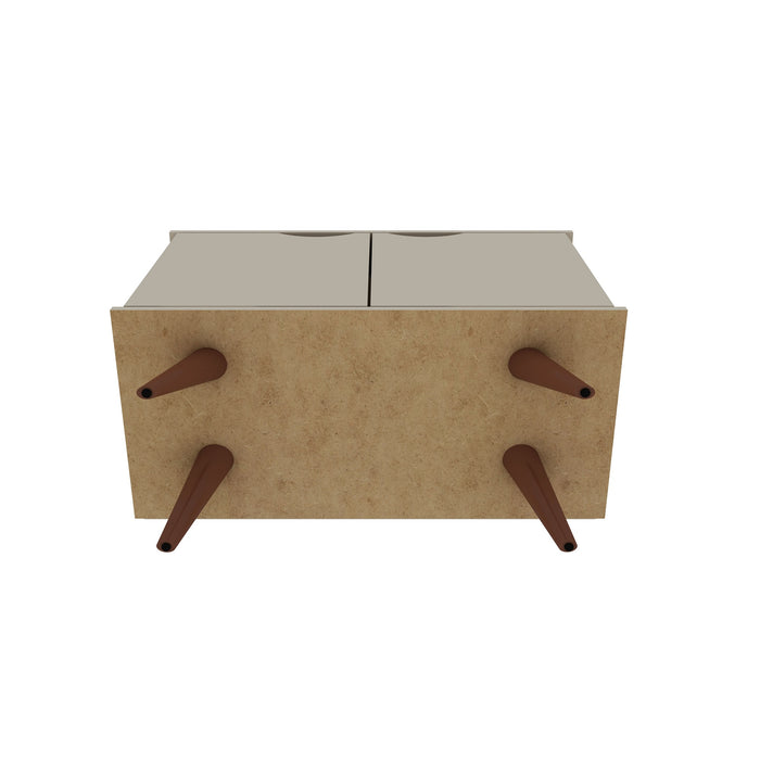 Armoire décorative Hampton de Manhattan Comfort avec 2 tablettes et pattes en bois massif - blanc cassé