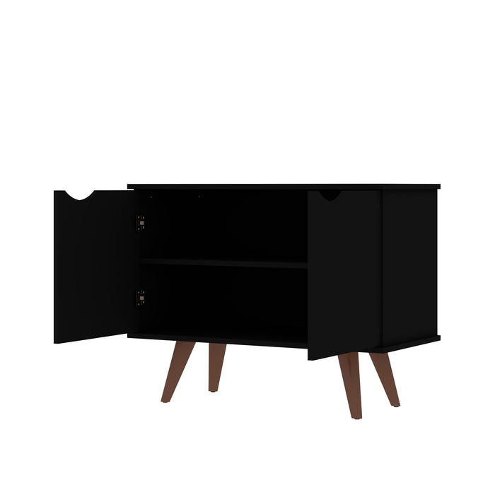 Armoire décorative Hampton de Manhattan Comfort avec 2 tablettes et pattes en bois massif - noire