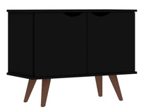 Armoire décorative Hampton de Manhattan Comfort avec 2 tablettes et pattes en bois massif - noire
