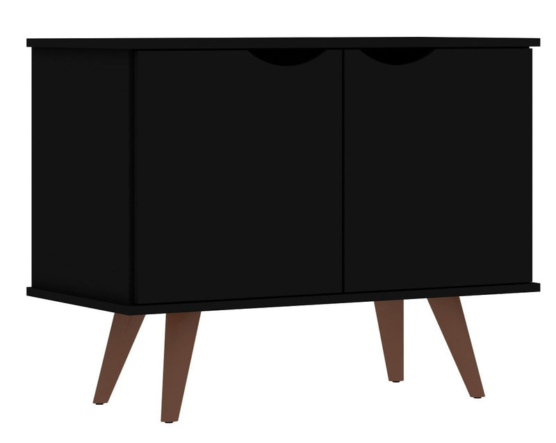 Armoire décorative Hampton de Manhattan Comfort avec 2 tablettes et pattes en bois massif - noire