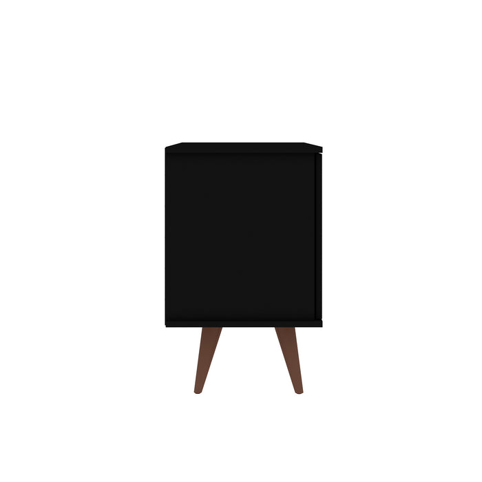 Armoire décorative Hampton de Manhattan Comfort avec 2 tablettes et pattes en bois massif - noire