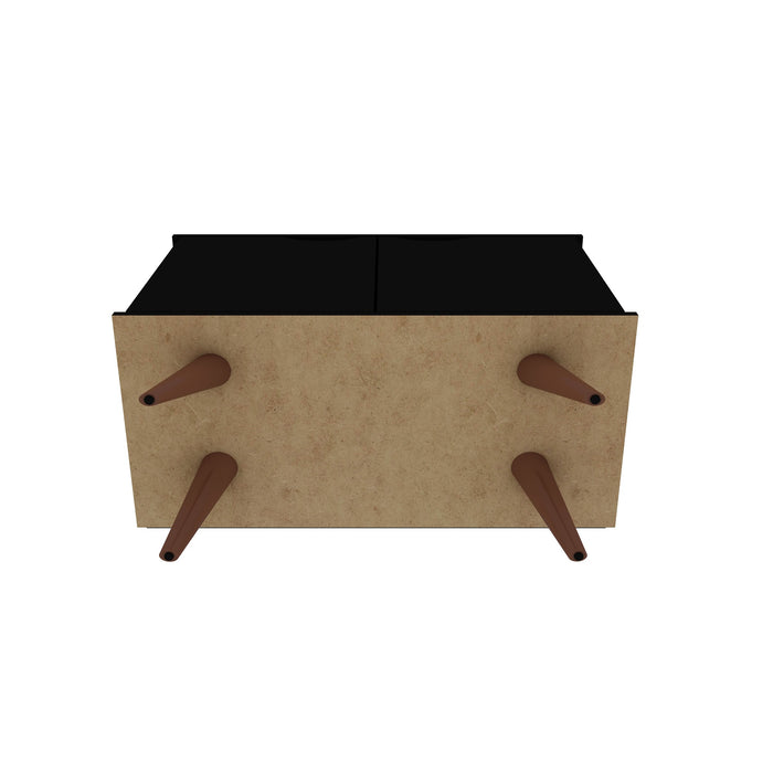 Armoire décorative Hampton de Manhattan Comfort avec 2 tablettes et pattes en bois massif - noire