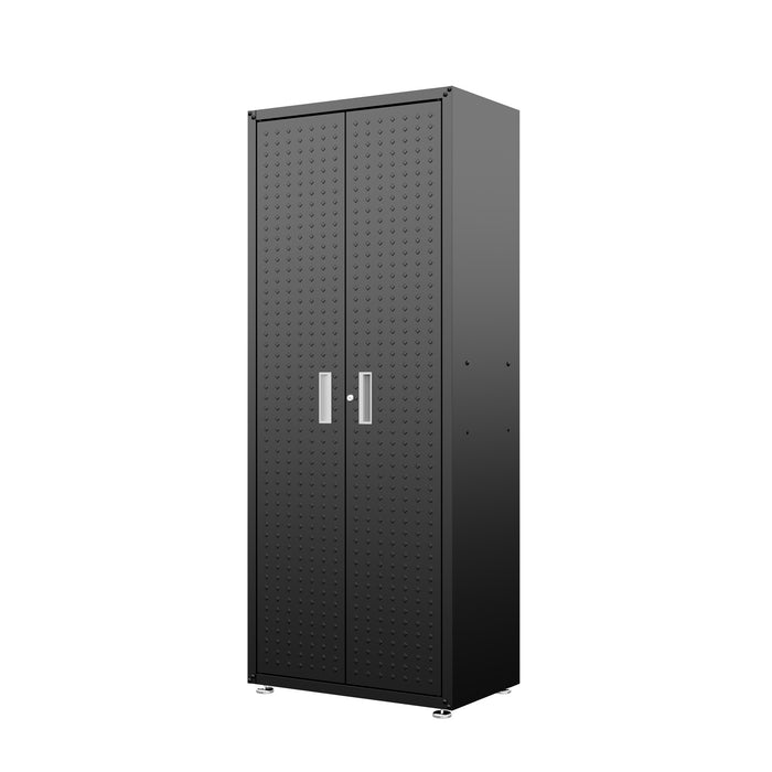 Armoire Fortress de Manhattan Comfort de 75,4 po en métal texturé avec 4 tablettes réglables pour le garage - gris anthracite
