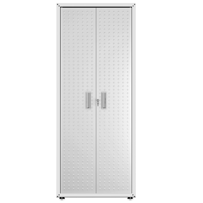 Armoire Fortress de Manhattan Comfort de 75,4 po en métal texturé avec 4 tablettes réglables pour le garage - blanche