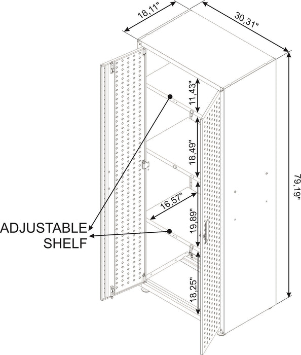 Armoire Fortress de Manhattan Comfort de 75,4 po en métal texturé avec 4 tablettes réglables pour le garage - blanche