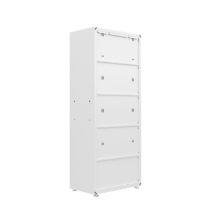 Armoire Fortress de Manhattan Comfort de 75,4 po en métal texturé avec 4 tablettes réglables pour le garage - blanche
