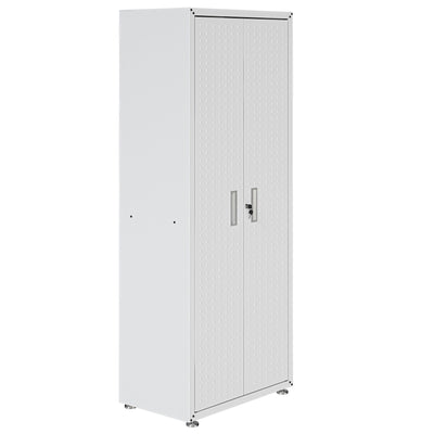 Fortress Textured Metal 75.4" Garage Cabinet with 4 Adjustable Shelves - White|Armoire Fortress de Manhattan Comfort de 75,4 po en métal texturé avec 4 tablettes réglables pour le garage - blanche