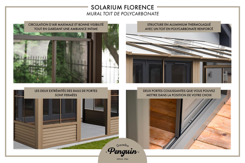 Gazebo Penguin Florence - Solarium mural 8x12 Toit de polycarbonate 