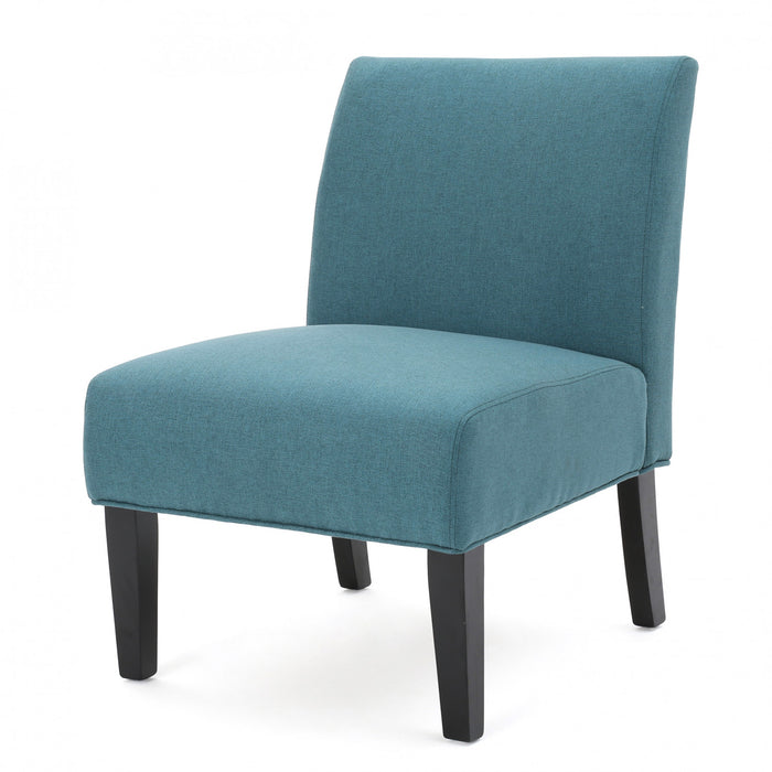 Fauteuil D’appoint Oliver En Tissu aspect lin Avec Pieds En Bois Caoutchouc - Bleu Sarcelle