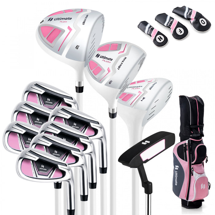 Ultimate Femmes Complete Golf Club Set Golf Club Package Set Avec Capuchon De Pluie, Main Droite Rose