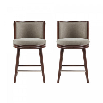 Evalyn Modern Wood Upholstered Counter Stool in Cream - Set of 2 | Tabouret de comptoir moderne en bois et tissu creme Evalyn - Lot de 2