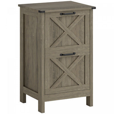 HOMCOM File Cabinet with 2 Drawers Filing Cabinet for A4 Letter, Grey Wash