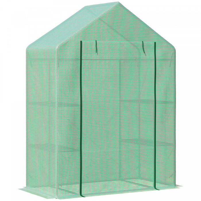 Outsunny Portable 4 Niveaux De Serre Chaude Pour Plantes D'interieur Et Tente De Culture De Fleurs Avec Etageres, Porte A Enroulement, Vert (56 × 30 × 78 Pouces) 