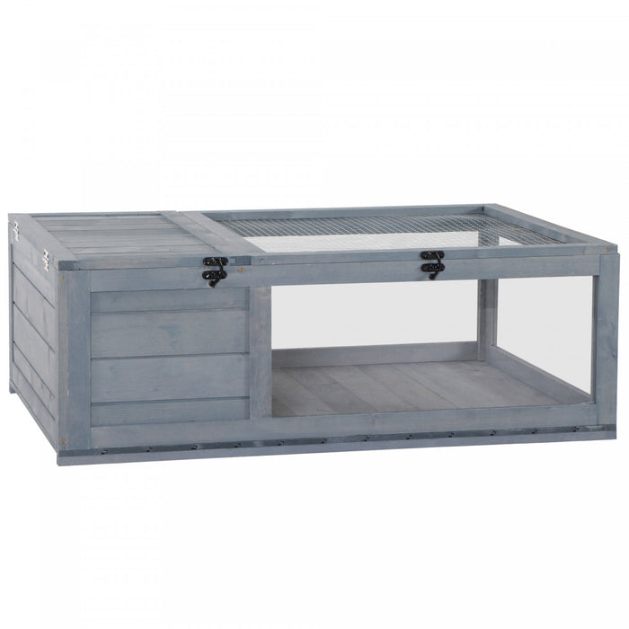 Pawhut Wood Tortoise House Interieur Exterieur Tortue Habitat Reptile Cage Pour Lezards, Geckos 35,75\" X 23,75\" X 12,5\"