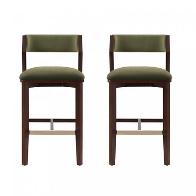 Patricia Modern Wood Upholstered Barstool in Turtle Green - Set of 2 | Tabouret de bar moderne en bois Patricia avec revetement en tissu vert tortue - Lot de 2