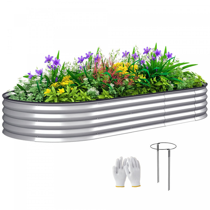 Outsunny Lit de jardin sureleve, jardiniere galvanisee 7' x 3' x 1', argent
