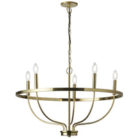 Lustre Cesar de Dainolite avec fini laiton vieilli et 5 ampoules
