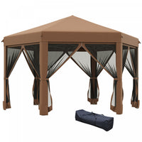 Outsunny 13' X 11' Heavy Duty Pop Up Canopy Avec Forme Hexagonale, Filet Lateral A 6 Mailles, Hauteu