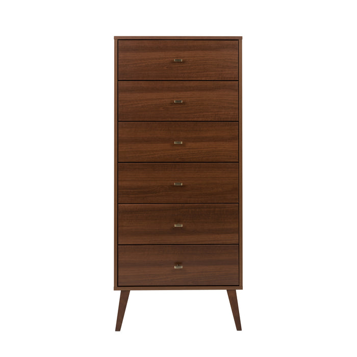 Commode verticale haute Milo à 6 tiroirs - cerisier