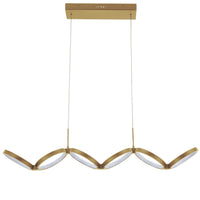 Luminaire suspendu horizontal Philo de Dainolite en silicone blanc qui diffuse la lumière, avec fini laiton vieilli et ampoule à DEL de 50 W