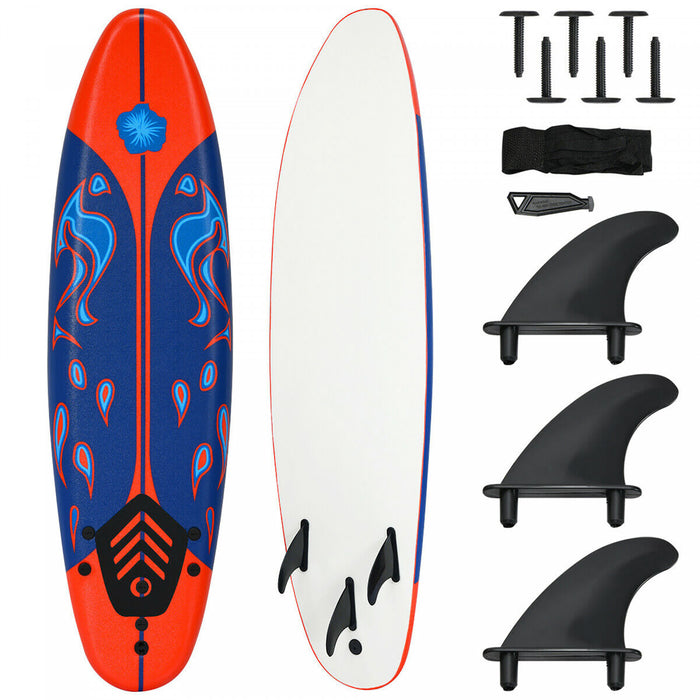 Costway – Planche De Surf De 6’’ A 3 Derives & Leash Pour Enfants, Adultes