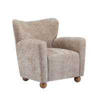 Wingate Fauteuil Aile Confortable en Tissu Premium et Pieds en Bois Massif, Brun Beige