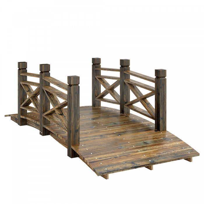 Outsunny Pont de Jardin en Arche Carbonise pour Exterieur, Pelouse, Etang