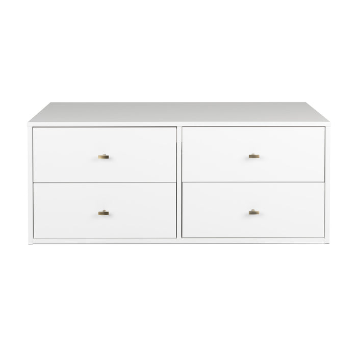 Commode flottante à 4 tiroirs - blanche