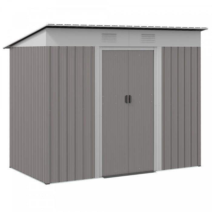 Outsunny Abri De Jardin Avec Portes Coulissantes Et Bouche D'aeration, Gris