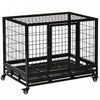 Pawhut Cage Pour Chiens De Taille Moyenne Avec Deux Portes, Plateau A Roulettes Verrouillable, 36\" X 24\" X 29.5\"