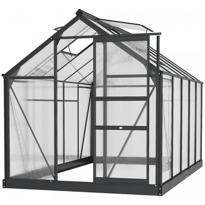 Outsunny Greenhouse, Walk-in Hot House, Clear Pc Board With Sliding Door|Outsunny Serre, Serre De Plain-pied Transparente Avec Porte Coulissante