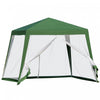 Outsunny 10' X 10' Tente Gazebo Patio Auvent Abri Soleil Fete Activite En Plein Air Jardin Maille Ecran Murs Vert